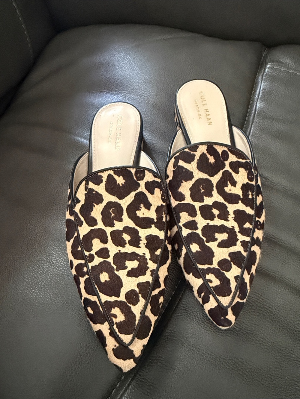 Cole Haan Leopard-Print Pointed Mules - Brown/Beige